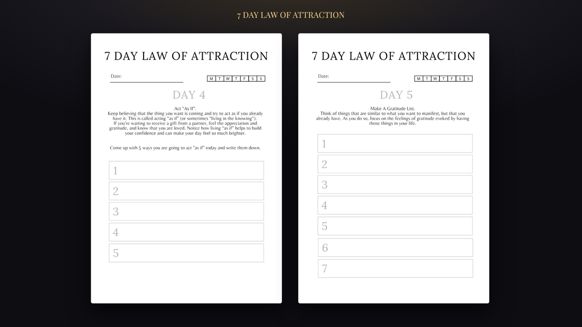 Law of Attraction Planner — the 7-day experiment pages
