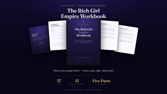 The Rich Girl Empire Workbook — the guide, shown open