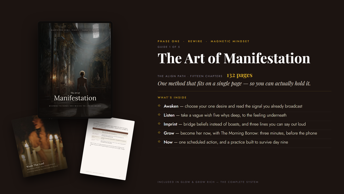 The Art of Manifestation — 75 pages, the ALIGN Path: Awaken, Listen, Imprint, Grow, Now. Guide 3 of 5.