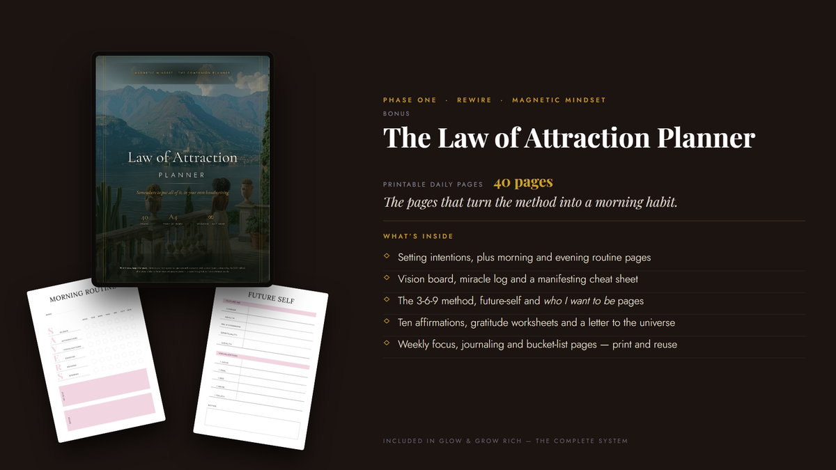 Law of Attraction Planner — 40 printable daily pages. Guide 5 of 5.