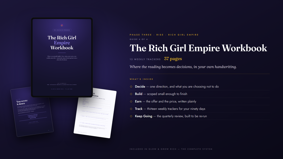 The Rich Girl Empire Workbook — 37 pages, thirteen weekly trackers