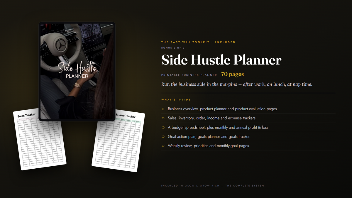 Side Hustle Planner — 70-page printable business planner