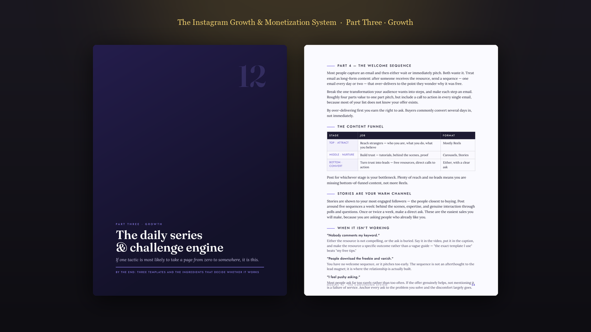 The Instagram Growth & Monetization System  ·  Part Three · Growth